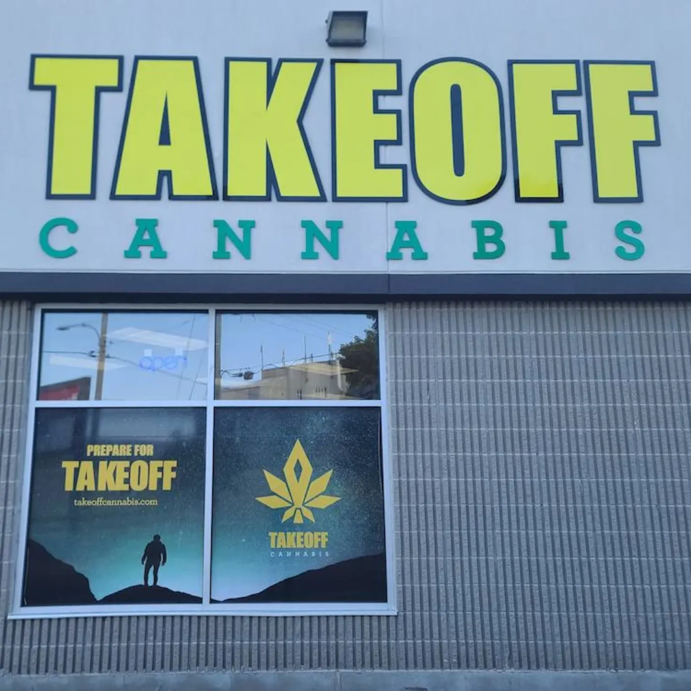 Take Off Cannabis storefront in Thorold, Ontario